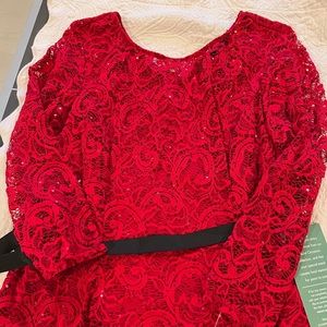 Formal  Red long sleeve top. NWT -Large.